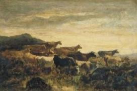 Narcisse Virgilio Diaz Zonsondergang met koeien china oil painting image